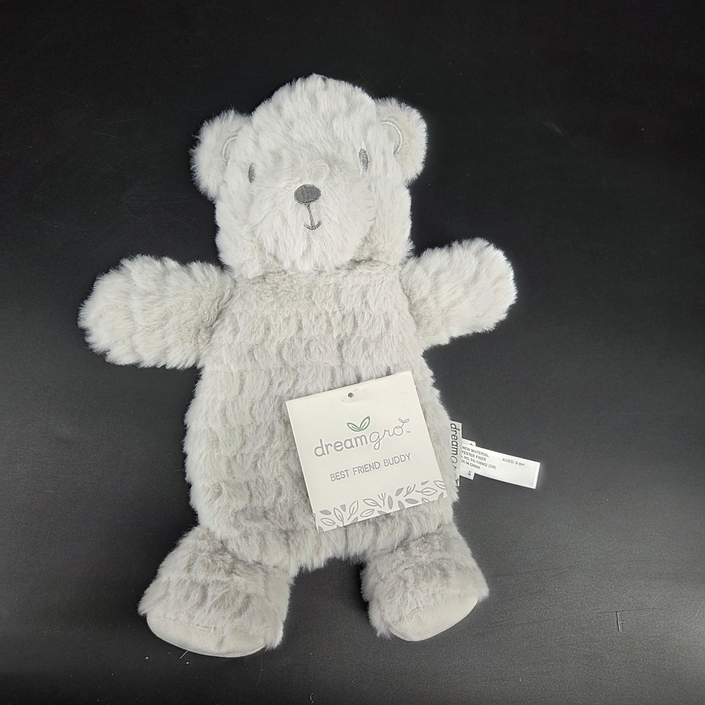 Dreamgro Best Friend Buddy Plush Grey Teddy Bear Soft Textured Faux Fur Toy NWT